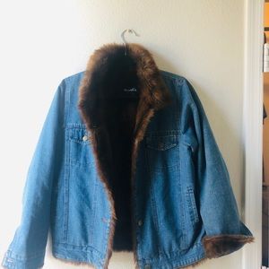 Denim & Co fur coat